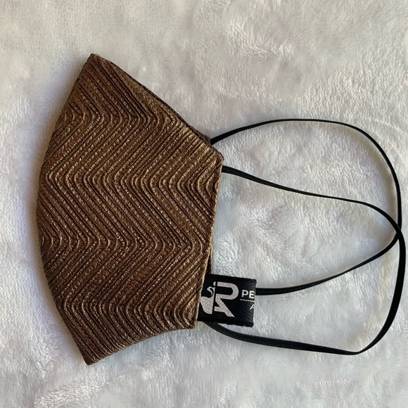 Metallic Bronze Fabric Face Mask. - Picture 3 of 4